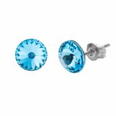 Ezüst fülbevaló 8 mm swarovski kristállyal díszítve - Rivoli, kék, női bedugós, ródiumozott - EkszerWebshop.hu - Aquamarine