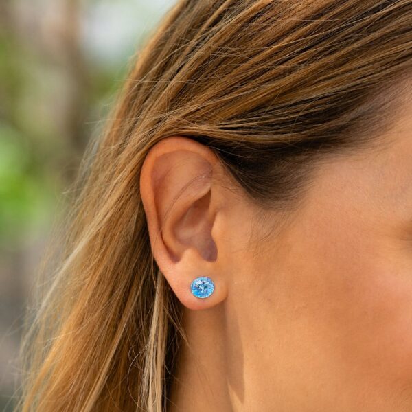 8 mm Rivoli swarovski ezüst fülbevaló - Aquamarine - EkszerWebshop.hu - kék - fülön