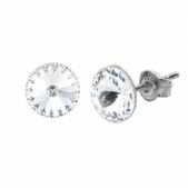 Ezüst fülbevaló 8 mm swarovski kristállyal díszítve - Rivoli, fehér köves, női bedugós, ródiumozott - EkszerWebshop.hu