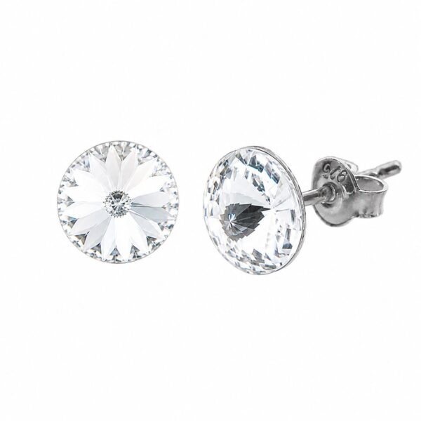 Ezüst fülbevaló 8 mm swarovski kristállyal díszítve - Rivoli, fehér köves, női bedugós, ródiumozott - EkszerWebshop.hu