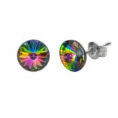 Ezüst fülbevaló 8 mm swarovski kristállyal díszítve - Rivoli, zöld, női bedugós - EkszerWebshop.hu