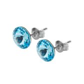 Ezüst fülbevaló 8 mm swarovski kristállyal díszítve - Rivoli, kék, női bedugós, ródiumozott - EkszerWebshop.hu - Aquamarine