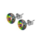Ezüst fülbevaló 8 mm swarovski kristállyal díszítve - Rivoli, zöld, női bedugós - EkszerWebshop.hu