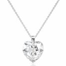 Ezüst nyaklánc - Szív swarovski kristály medállal (1.4 cm) - Fehér átlátszó köves