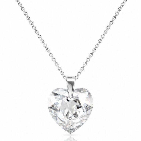 Swarovski ékszerek | Ékszershop - Ekszerwebshop.hu Ezüst nyaklánc - Szív swarovski kristály medállal (1.4 cm) - Fehér átlátszó köves