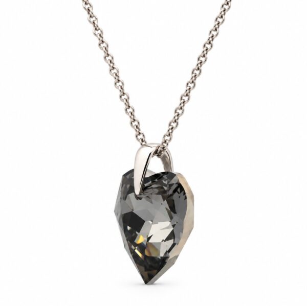 Swarovski ékszerek | Ékszershop - Ekszerwebshop.hu Ezüst nyaklánc - Szív swarovski kristály medállal (1.4 cm) - Szürke, silver night