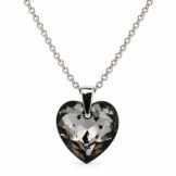 Ezüst nyaklánc - Szív swarovski kristály medállal (1.4 cm) - Szürke, silver night