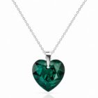14 mm Sötét zöld Swarovski kristályos ezüst nyaklánc - Emerald green - EkszerWebshop.hu