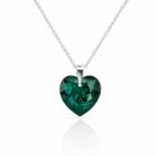 14 mm Sötét zöld Swarovski kristályos ezüst nyaklánc - Emerald green - EkszerWebshop.hu