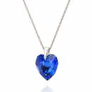 14 mm Szív Swarovski kristályos ezüst nyaklánc - Kék, sapphire - EkszerWebshop.hu