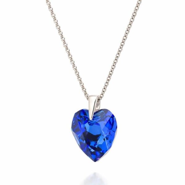 Swarovski ékszerek | Ékszershop - Ekszerwebshop.hu 14 mm Szív Swarovski kristályos ezüst nyaklánc - Kék, sapphire - EkszerWebshop.hu