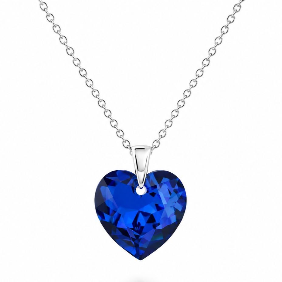 14 mm Szív Swarovski kristályos ezüst nyaklánc - Kék, sapphire - EkszerWebshop.hu 14 mm Szív Swarovski kristályos ezüst nyaklánc - Kék, sapphire - EkszerWebshop.hu