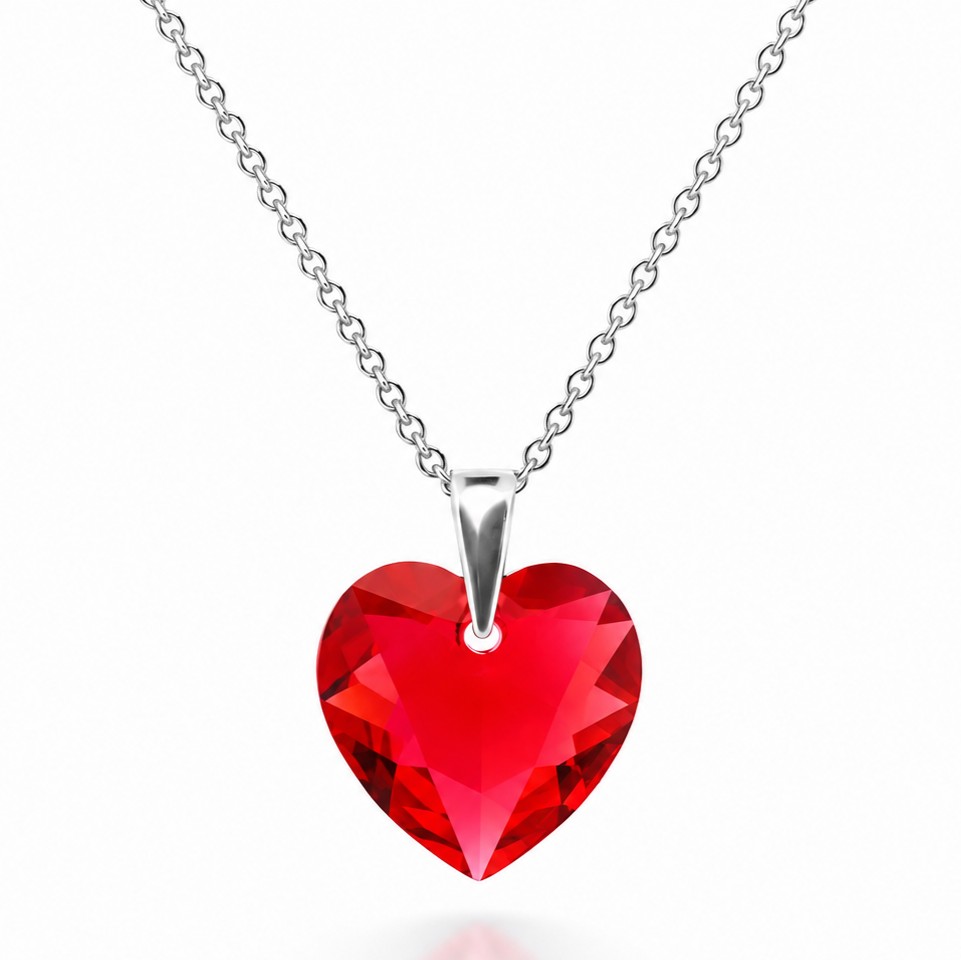 14 mm Szív Swarovski kristályos ezüst nyaklánc - Light siam - EkszerWebshop.hu Ezüst nyaklánc - Szív swarovski kristály medállal (1.4 cm) - Piros, light siam