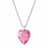 Ezüst nyaklánc - Szív swarovski kristály medállal (1.4 cm) - Rózsaszín