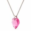 14 mm Szív Swarovski kristályos ezüst nyaklánc - Rózsaszín, rose - EkszerWebshop.hu - oldalról - 2