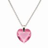 Ezüst nyaklánc - Szív swarovski kristály medállal (1.4 cm) - Rózsaszín
