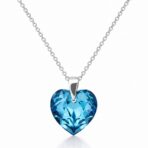 14 mm Szív Swarovski kristályos ezüst nyaklánc - Világos kék, aquamarine - EkszerWebshop.hu