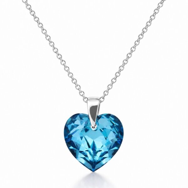 Swarovski ékszerek | Ékszershop - Ekszerwebshop.hu 14 mm Szív Swarovski kristályos ezüst nyaklánc - Világos kék, aquamarine - EkszerWebshop.hu
