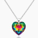 14 mm Szív Swarovski kristályos ezüst nyaklánc - Zöld, vitrail medium - EkszerWebshop.hu