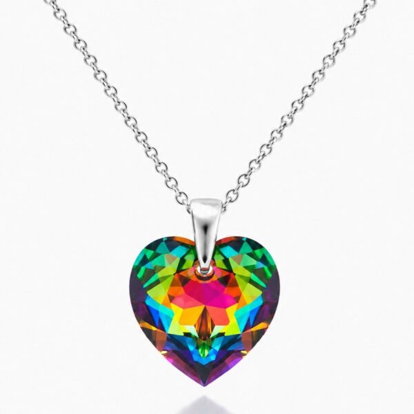 Swarovski ékszerek | Ékszershop - Ekszerwebshop.hu 14 mm Szív Swarovski kristályos ezüst nyaklánc - Zöld, vitrail medium - EkszerWebshop.hu