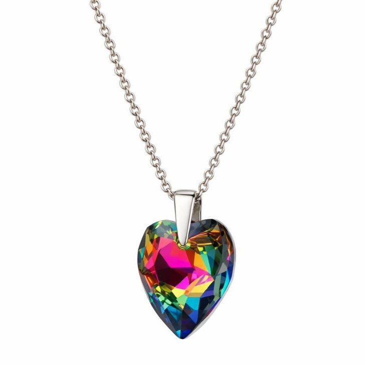 14 mm Szív Swarovski kristályos ezüst nyaklánc - Zöld, vitrail medium - EkszerWebshop.hu - oldalról 14 mm Szív Swarovski kristályos ezüst nyaklánc - Zöld, vitrail medium - EkszerWebshop.hu - oldalról