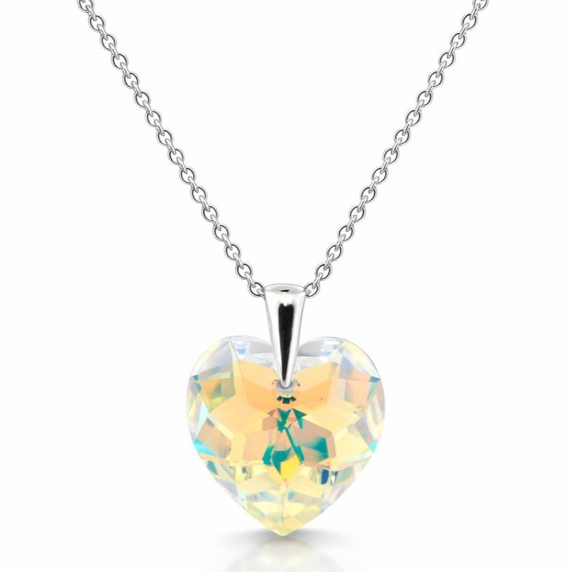 18 mm Szív Swarovski kristályos ezüst nyaklánc - EkszerWebshop.hu - Crystal AB színjátszós - 2 18 mm Szív Swarovski kristályos ezüst nyaklánc - EkszerWebshop.hu - Crystal AB színjátszós - 2