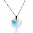 18 mm Szív Swarovski kristályos ezüst nyaklánc - EkszerWebshop.hu - Crystal AB színjátszós - Hátulról