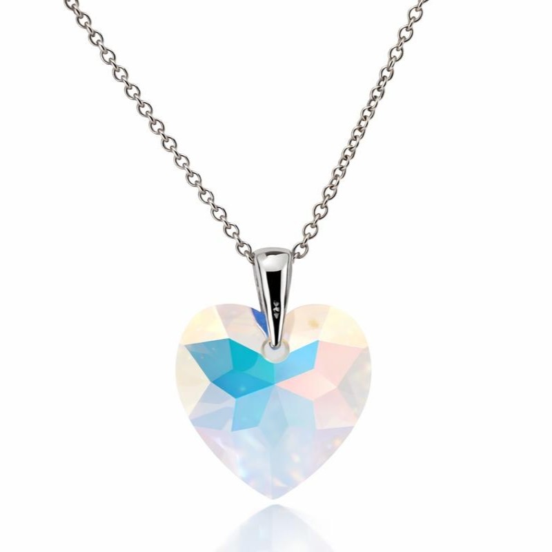 18 mm Szív Swarovski kristályos ezüst nyaklánc - EkszerWebshop.hu - Crystal AB színjátszós - Hátulról 18 mm Szív Swarovski kristályos ezüst nyaklánc - EkszerWebshop.hu - Crystal AB színjátszós - Hátulról