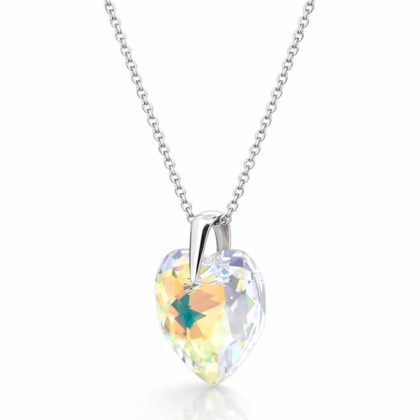 18 mm Szív Swarovski kristályos ezüst nyaklánc - EkszerWebshop.hu - Crystal AB színjátszós - Oldalról 18 mm Szív Swarovski kristályos ezüst nyaklánc - EkszerWebshop.hu - Crystal AB színjátszós - Oldalról