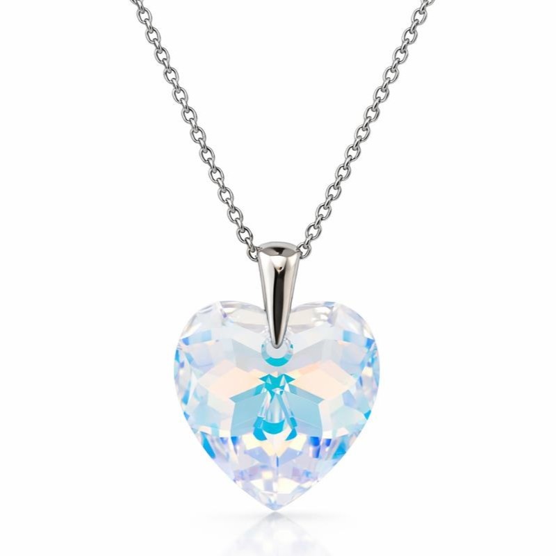 18 mm Szív Swarovski kristályos ezüst nyaklánc - EkszerWebshop.hu - Crystal AB színjátszós 18 mm Szív Swarovski kristályos ezüst nyaklánc - EkszerWebshop.hu - Crystal AB színjátszós