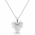 18 mm Szív Swarovski kristályos ezüst nyaklánc - EkszerWebshop.hu - Fehér, átlátszó köves - hátulról