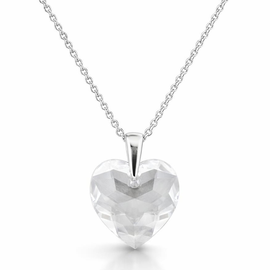 18 mm Szív Swarovski kristályos ezüst nyaklánc - EkszerWebshop.hu - Fehér, átlátszó köves - hátulról 18 mm Szív Swarovski kristályos ezüst nyaklánc - EkszerWebshop.hu - Fehér, átlátszó köves - hátulról