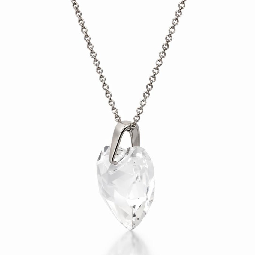18 mm Szív Swarovski kristályos ezüst nyaklánc - EkszerWebshop.hu - Fehér, átlátszó köves - oldalról 18 mm Szív Swarovski kristályos ezüst nyaklánc - EkszerWebshop.hu - Fehér, átlátszó köves - oldalról