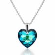 18 mm Szív Swarovski kristályos ezüst nyaklánc - Kék, Bermuda Blue - EkszerWebshop.hu