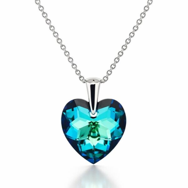 18 mm Szív Swarovski kristályos ezüst nyaklánc - Kék, Bermuda Blue - EkszerWebshop.hu