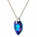 18 mm Szív Swarovski kristályos ezüst nyaklánc - Lila, Heliotrop - EkszerWebshop.hu-Oldalról