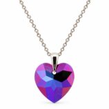 18 mm Szív Swarovski kristályos ezüst nyaklánc - Lila, Heliotrop - EkszerWebshop.hu-hátulról