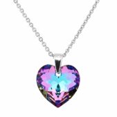 18 mm Szív Swarovski kristályos ezüst nyaklánc - Lila, Vitrail Medium - EkszerWebshop.hu -fő
