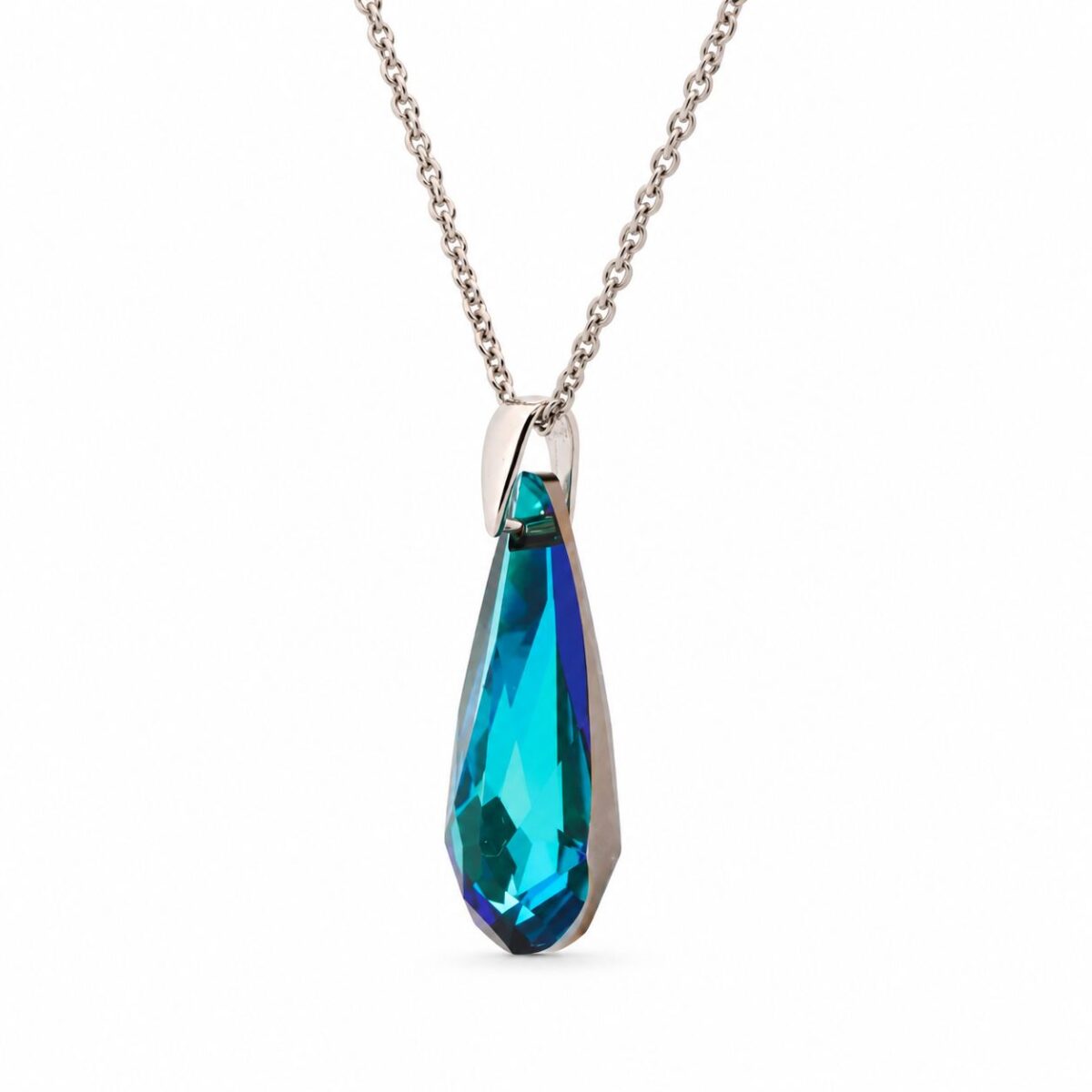 6100 - Bermuda Blue, Kék Körte Swarovski kristályos ezüst nyaklánc - EkszerWebshop.hu - oldalról 6100 - Bermuda Blue, Kék Körte Swarovski kristályos ezüst nyaklánc - EkszerWebshop.hu - oldalról