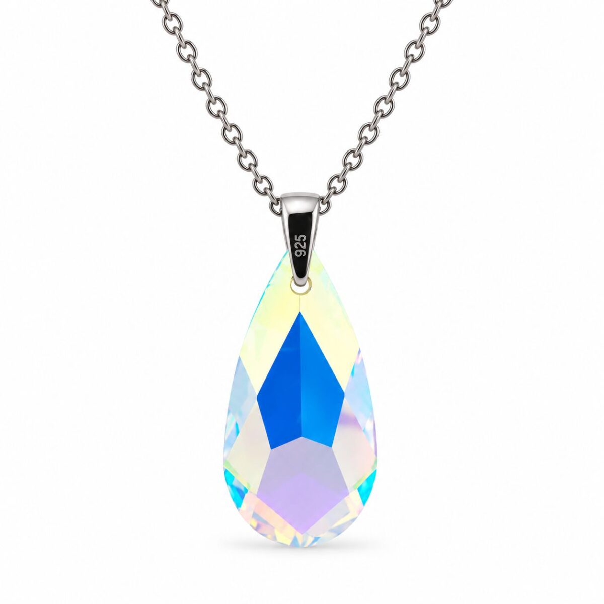 6100 - Crystal AB Körte Swarovski kristályos ezüst nyaklánc - EkszerWebshop.hu - hátulról Crystal AB Körte Swarovski kristályos ezüst nyaklánc - EkszerWebshop.hu - hátulról