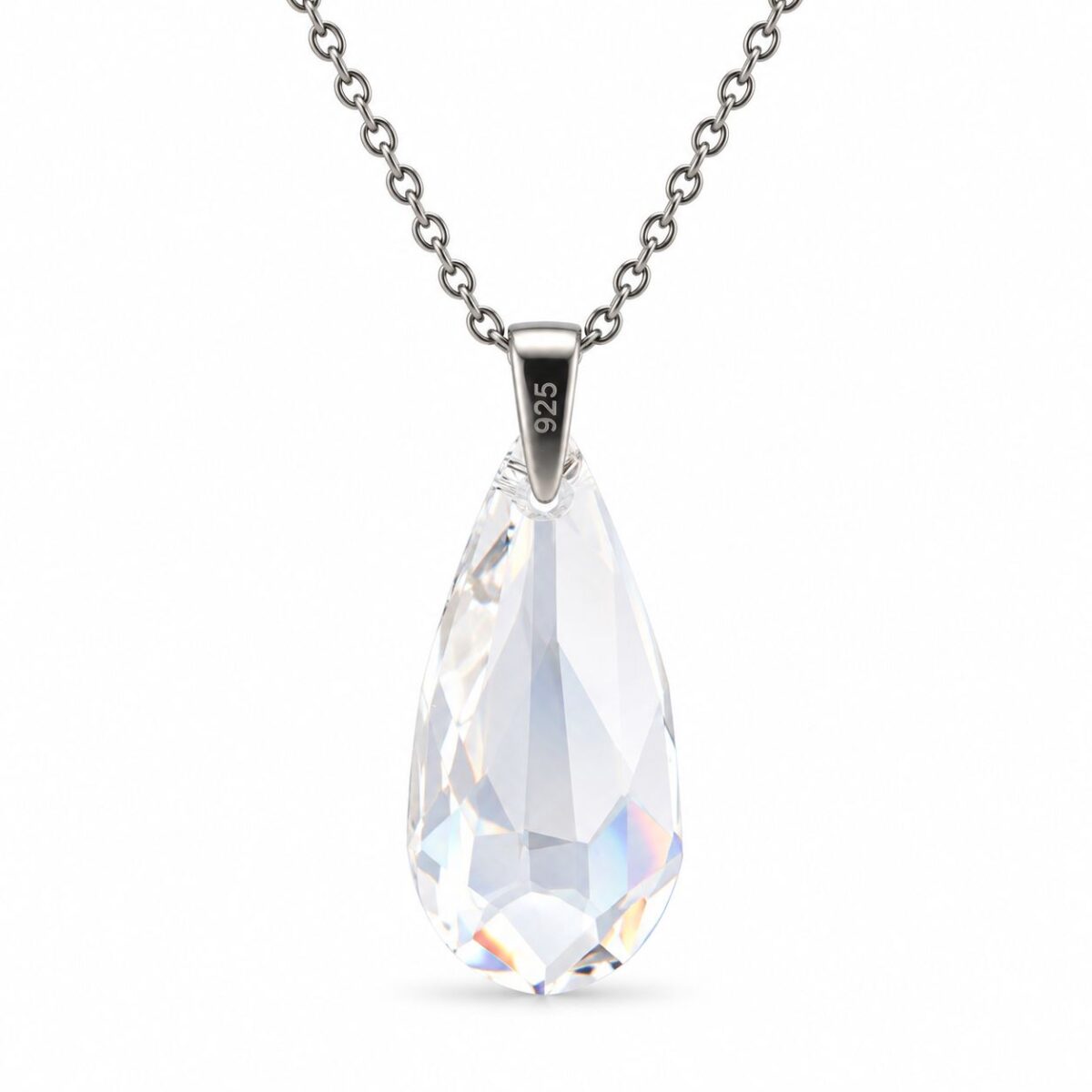 Crystal Körte Swarovski kristályos ezüst nyaklánc - EkszerWebshop.hu - oldalról