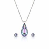 6100 - Ezüst ékszerszett - 24 mm - Lila Csepp Swarovski kristályos ezüst ékszerszett - EkszerWebshop.hu - Vitrail light - távol