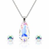 Ezüst ékszerszett - 27 mm - Körta Swarovski kristályos ezüst ékszerszett - EkszerWebshop.hu - Crystal AB