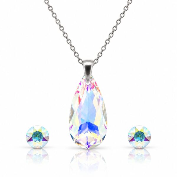 Ezüst ékszerszett - 27 mm - Körta Swarovski kristályos ezüst ékszerszett - EkszerWebshop.hu - Crystal AB