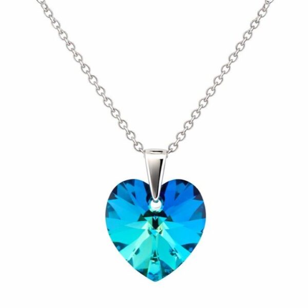 6228 - 14 mm - Bermuda Blue, Kék Szív Swarovski kristályos ezüst nyaklánc - EkszerWebshop.hu - 2