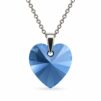 14 mm - Bermuda Blue, Kék Szív Swarovski kristályos ezüst nyaklánc - EkszerWebshop.hu