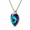 14 mm - Bermuda Blue, Kék Szív Swarovski kristályos ezüst nyaklánc - EkszerWebshop.hu