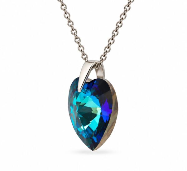 14 mm - Bermuda Blue, Kék Szív Swarovski kristályos ezüst nyaklánc - EkszerWebshop.hu
