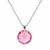 Ezüst nyaklánc - Nap swarovski kristály medállal (1.4 cm) - Rózsaszín