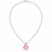 Ezüst nyaklánc - Nap swarovski kristály medállal (1.4 cm) - Rózsaszín
